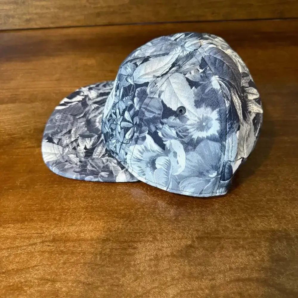 Nike Floral Print Five-Panel Cap in Black and White